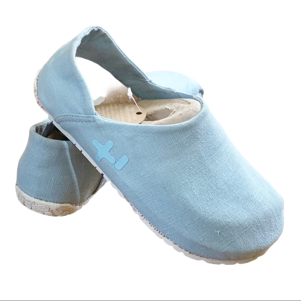 OTZSHOES Blue Linen Cork Clogs